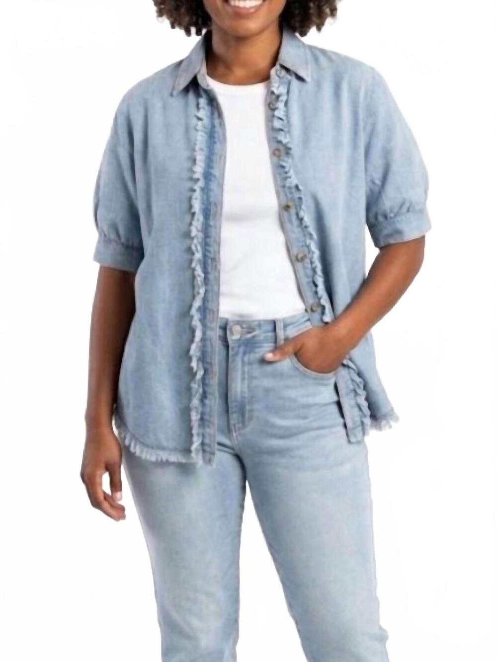 NEW SEWN AND SEEN throwback denim top in blue